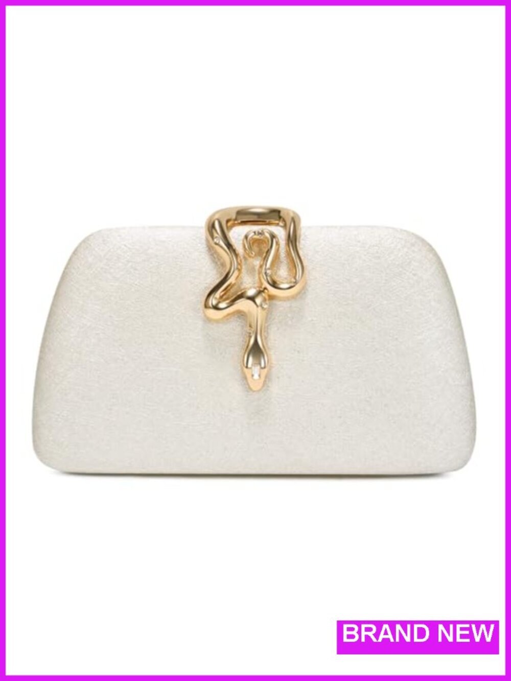 Evening Clutch Purse, Faux Leather Hard Shell with Detachable Chain Strap